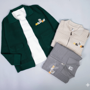 سويت شيرت رجالي بخامة مموجة وسحاب ربعي