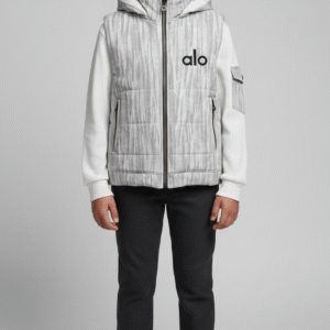 سديري أطفال رمادي منقوش ماربل ماركة Alo مع كابيشوه - ملابس كاجوال شتوي للأولاد.