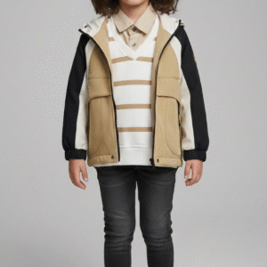 فستان بناتي سماوي مطرز مع جاكيت فرو أبيض فخم ملابس خروج شتوية.