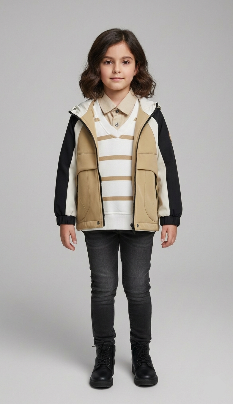 فستان بناتي سماوي مطرز مع جاكيت فرو أبيض فخم ملابس خروج شتوية.