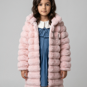 جاكيت بناتي منفوخ نقشة تايجر مع تفاصيل جينز وبنطلون كارغو جينز بنجوم ملابس شتوية تريند للأطفال.