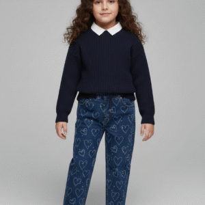 طقم بناتي شتوي جاكيت كاروهات قصير وجيبة جينز مطرزة بخرز، ملابس أطفال خروج موديل 2026 في مصر.